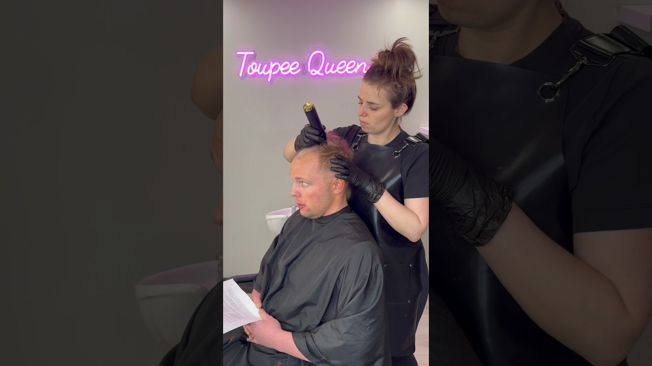 Seems to me like he loves the new look 👀 what do you think? #hair #saltlakecity #toupee #bald