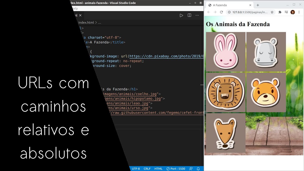 URLs com caminhos absolutos e relativos