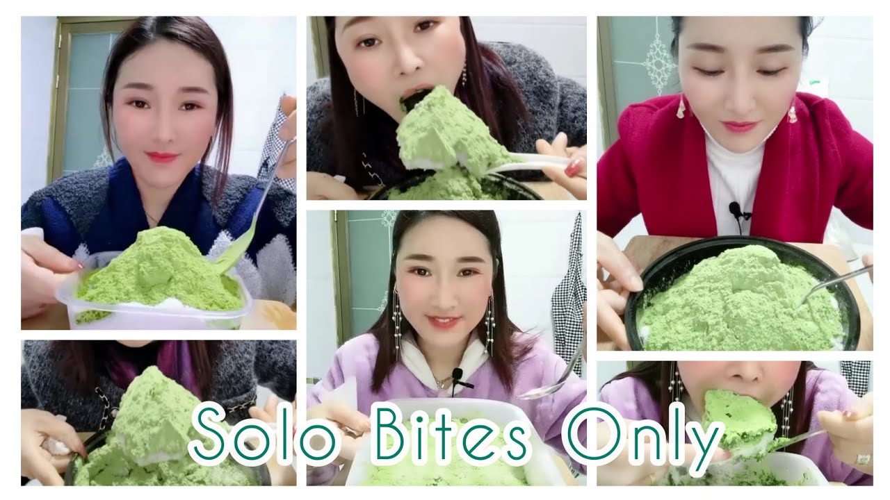 ASMR Heavy Matcha ice eating|Bites Only|Soft Bites green powder|white Ice eating|V-Good Crunchy Ice