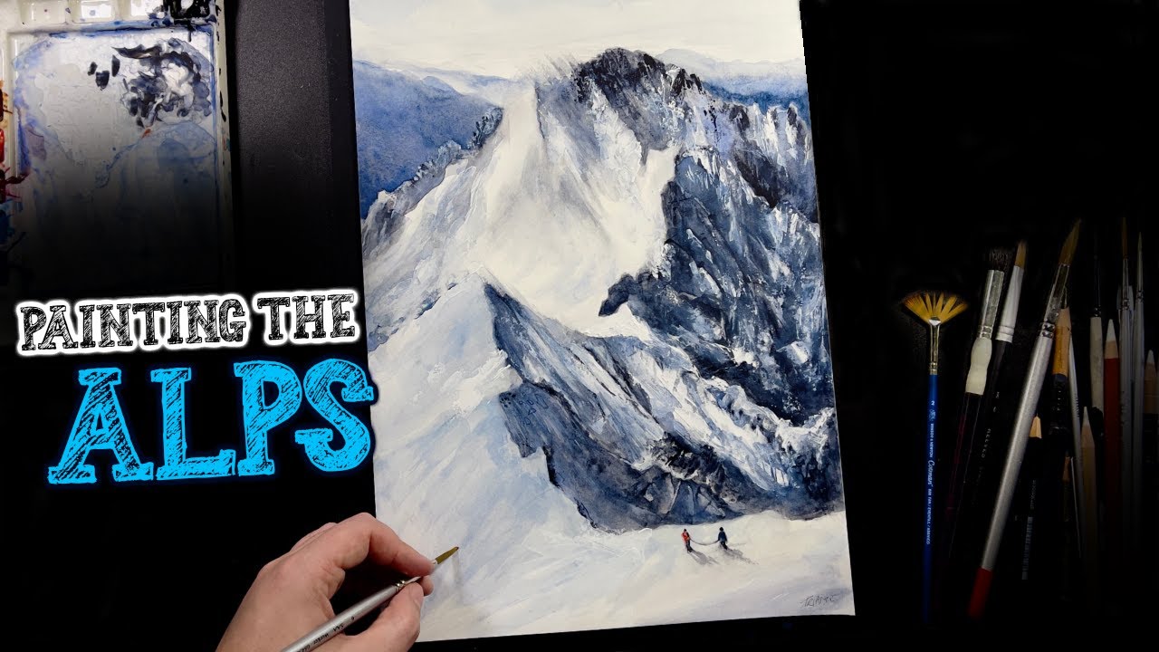 How To Paint Mountain's In Watercolour | Hiking In The Snowy Alps
