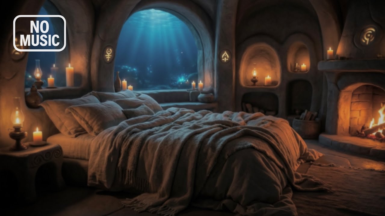 Fall Asleep in a Quiet Underwater Cave 🌊🔥 | 8 Hours Deep Sleep Ambience (No Music)
