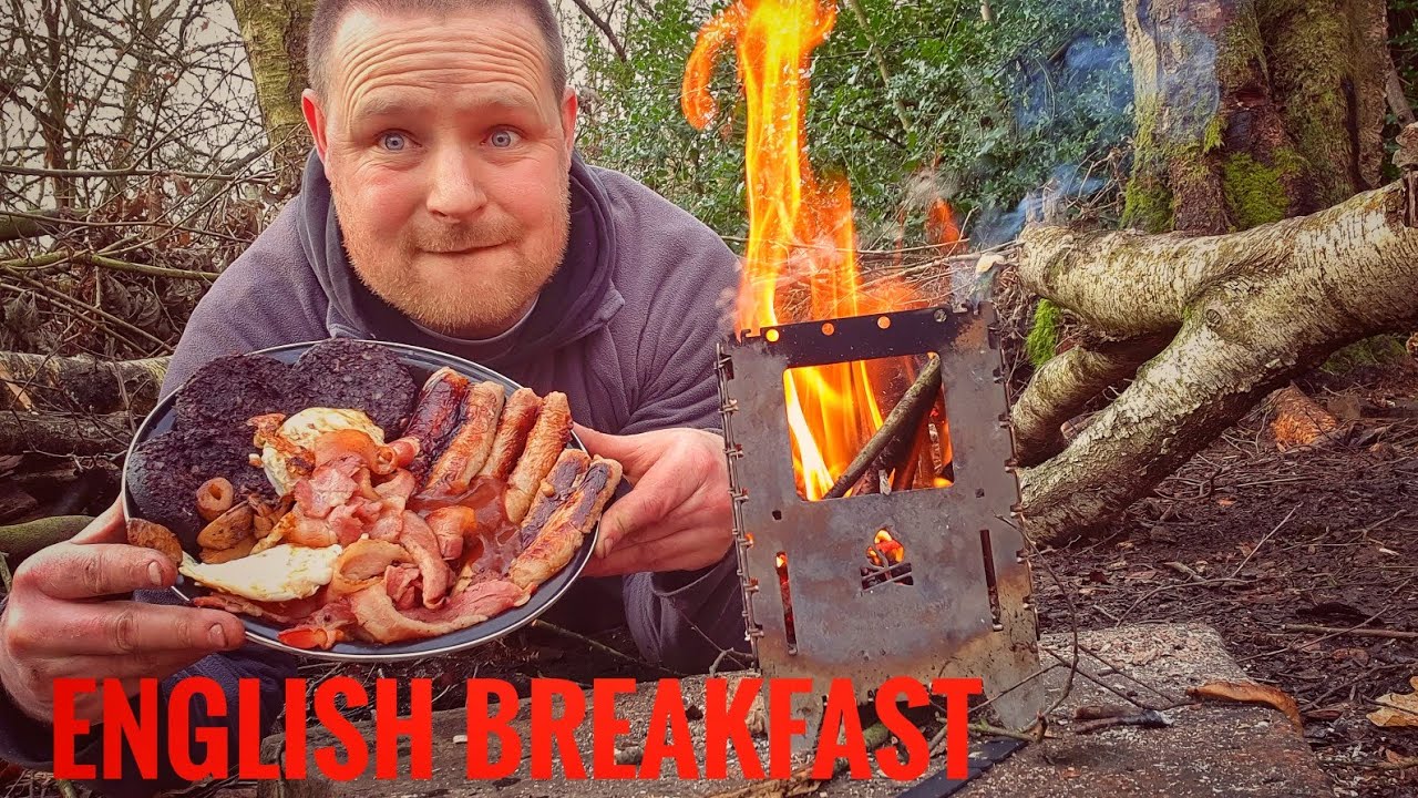 Full english breakfast cooked on my bushbox xl stove, Bushcraft breakfast in the woods