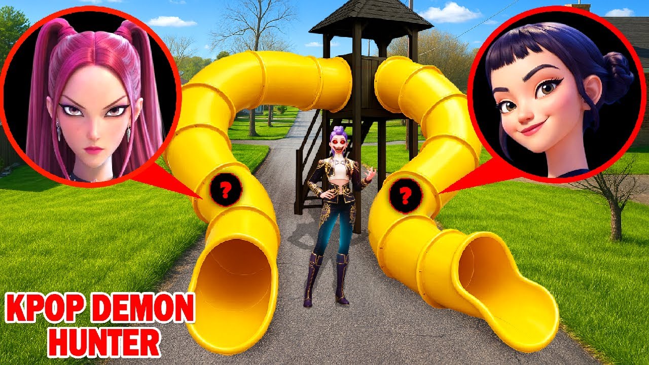 CAUGHT on DRONE: KPOP DEMON HUNTERS HUNTRIX In SLIDE EATER in Real Life!!