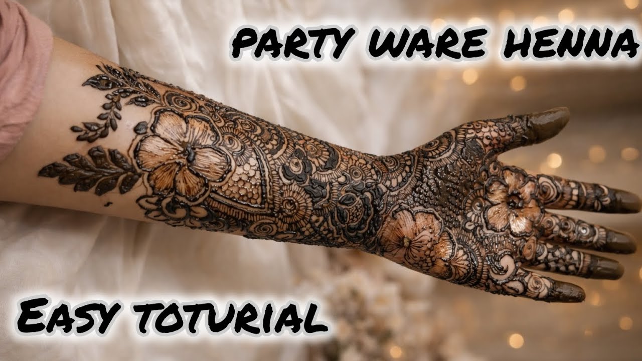 Easy hibiscus henna toturial☆simple asethic henna desing |floral henna desing 