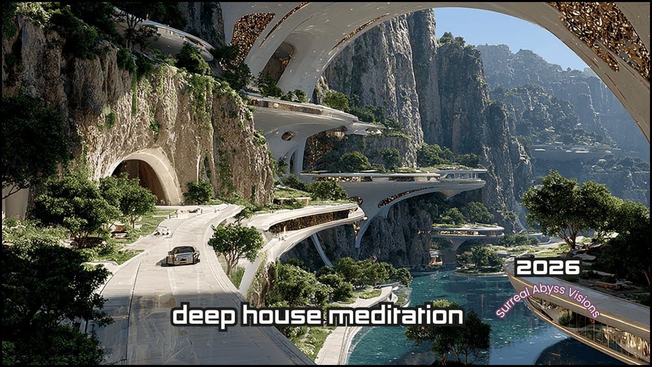 4 Hour Dreamy Deep House Meditation Music • Immersive Sci-Fi Architecture Visualization