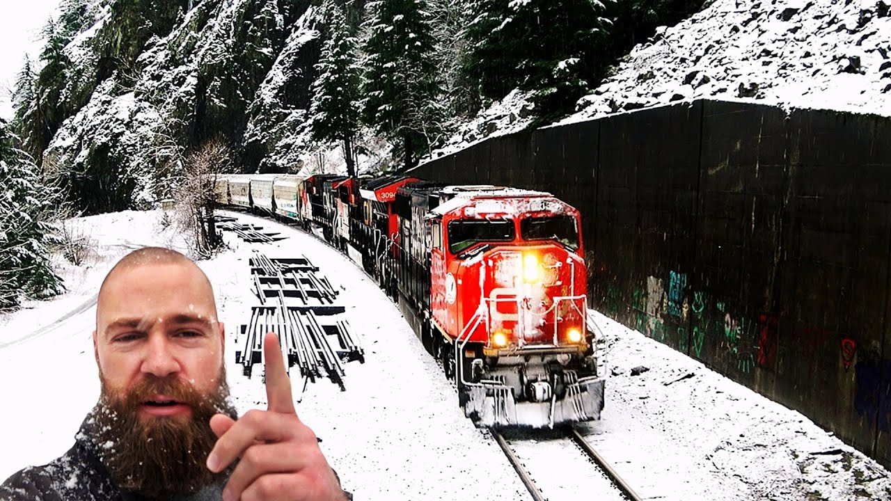 FIRST SNOW 2026! CN REBUILD SD75IACC LEADS GRAIN TRAIN THRU SNOWY YALE TUNNELS!