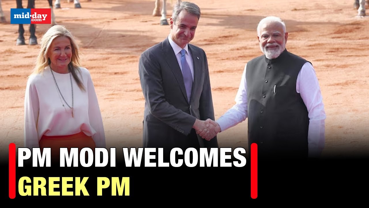Greece PM India Visit: Greek PM receives ceremonial welcome at Rashtrapati Bhavan