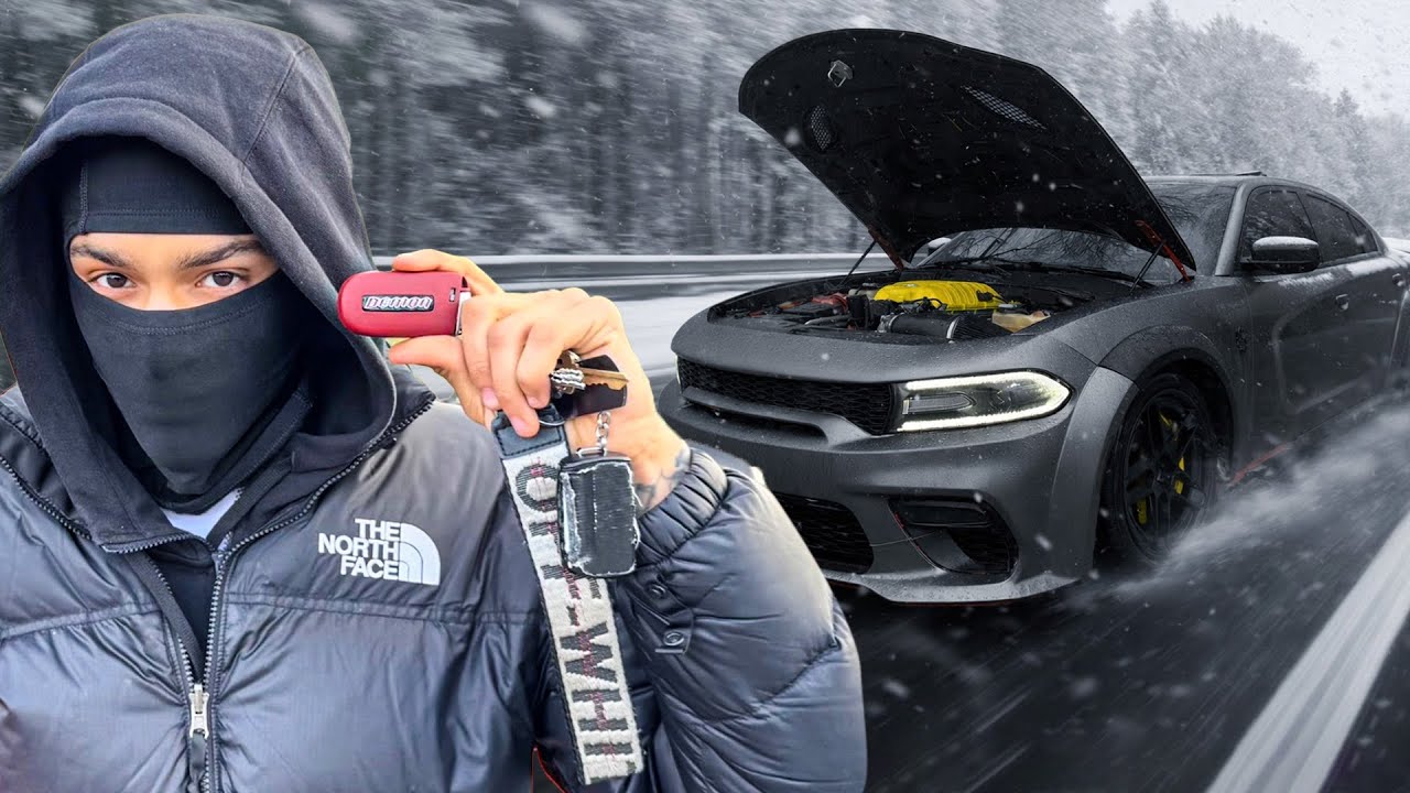 CUTTING UP IN MY DEMON CHARGER IN THE BIGGEST SNOW STORM.. 