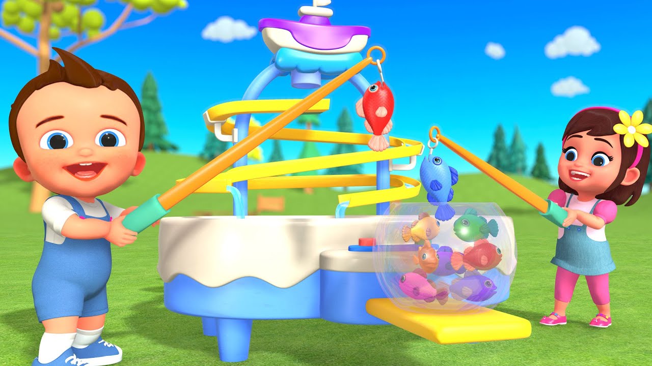 Learn Colors and Have Fun! Baby Plays Fishing Slider Game - Educational Video for Kids Toddlers