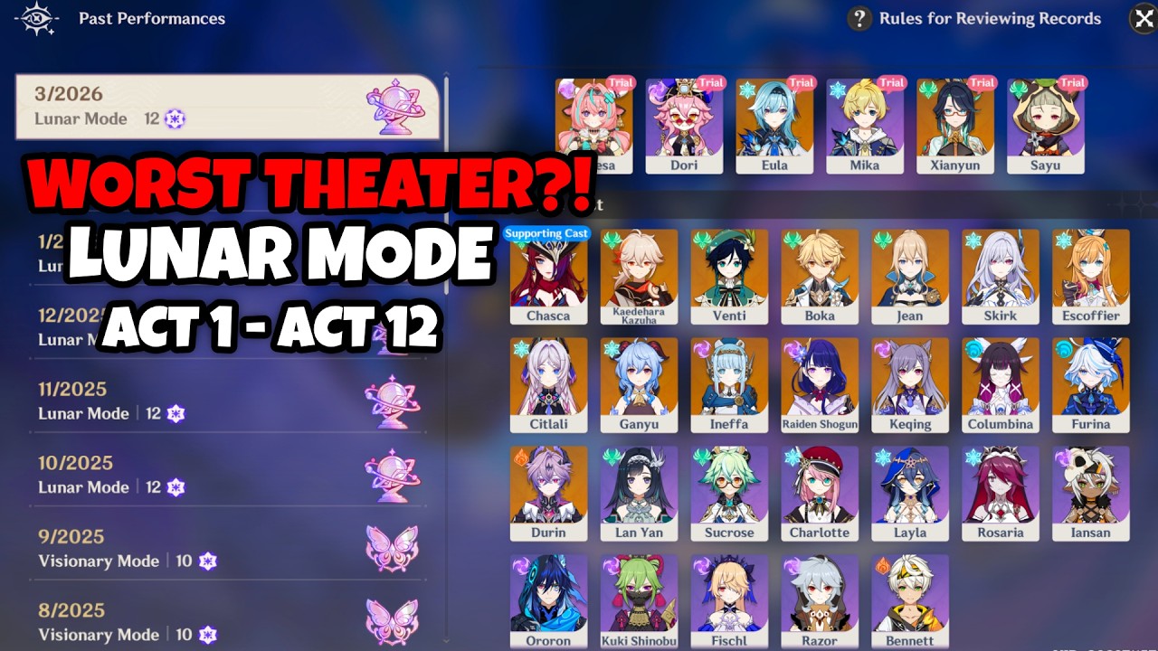 NEW Lunar Mode Imaginarium Theater 6.4 | Act 1 - Act 12 | Genshin Impact