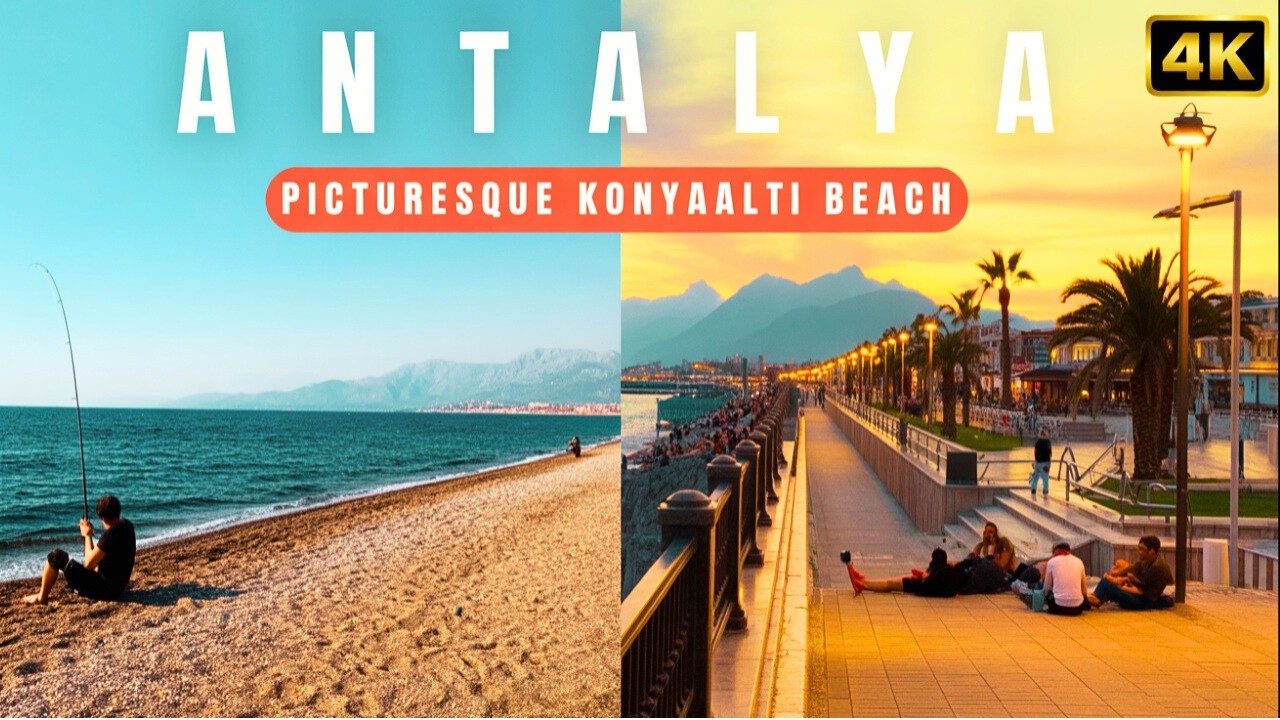 Konyaaltı Beach & Promenade Walk | Morning to Night Antalya 4K