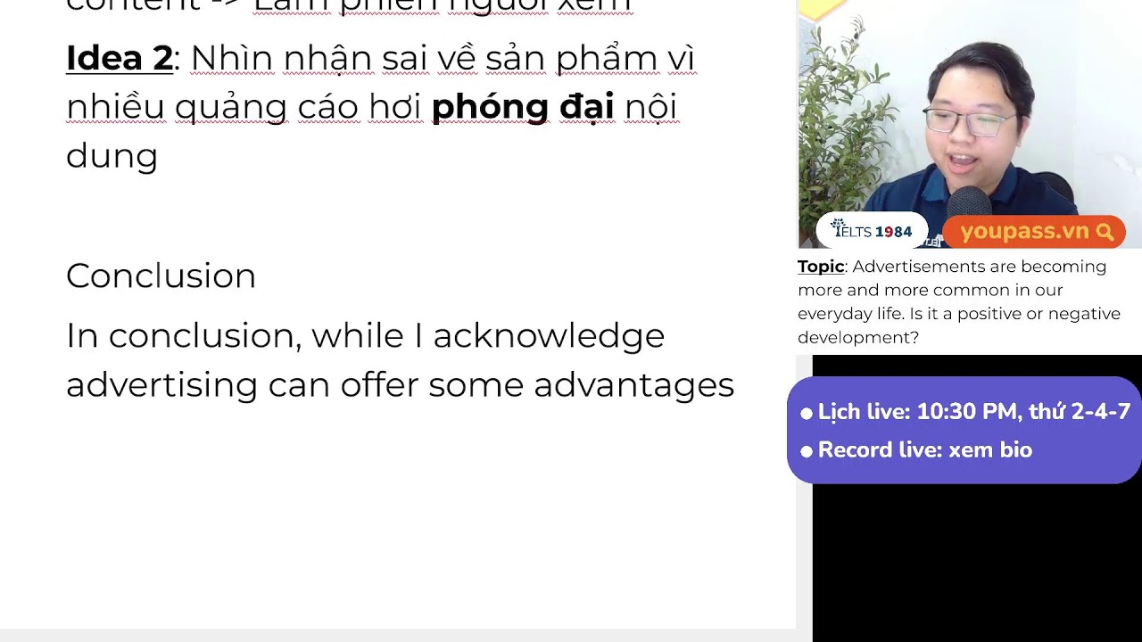 Livestream giải đề IELTS Writing Task 2 - chủ đề Advertisements