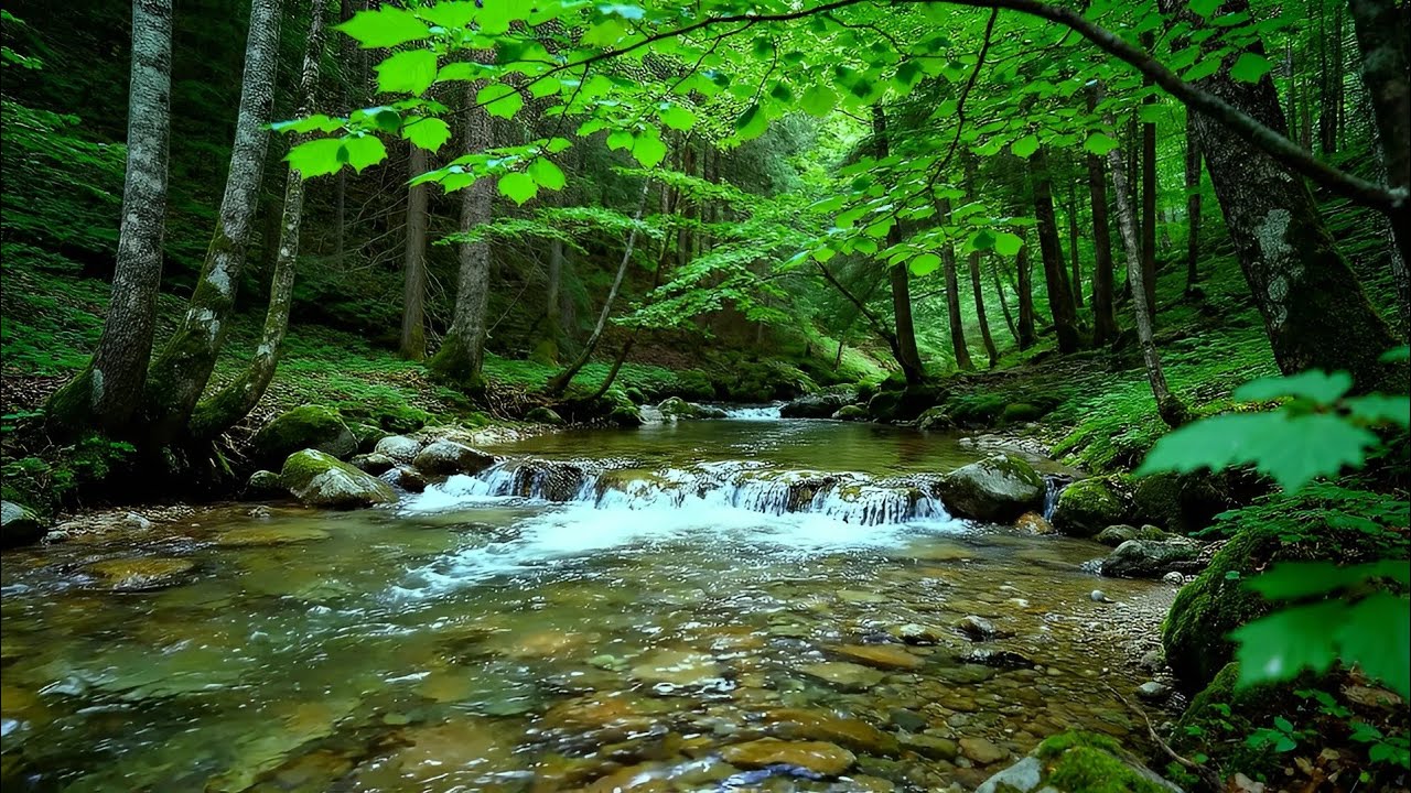 Calming Forest Ambience River Flowing, Birds Chirping in Hidden Forest for Deep Rest, Medicine ASMR