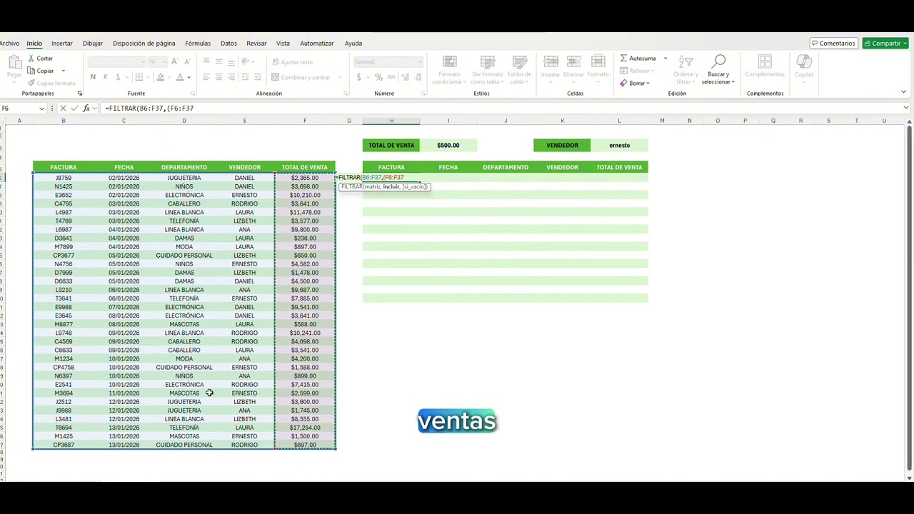 Función FILTRAR en excel con uno y dos criterios 
