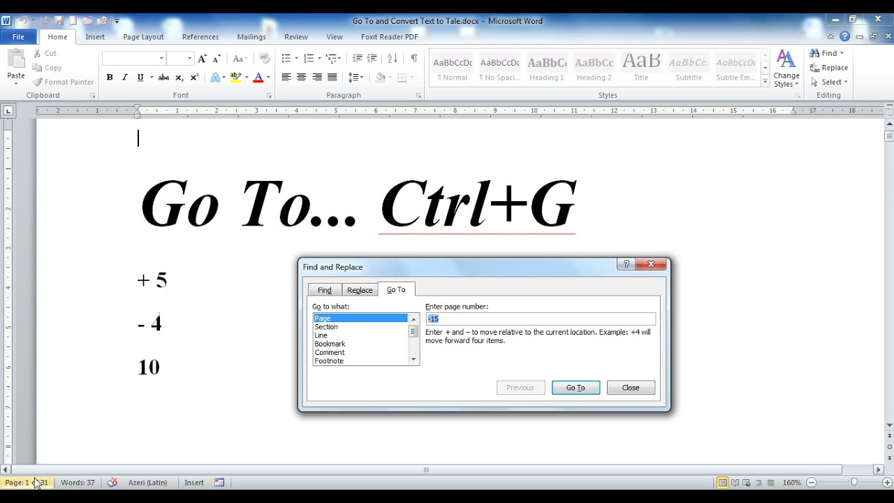 MS Word | Convert Text to Table | Go To