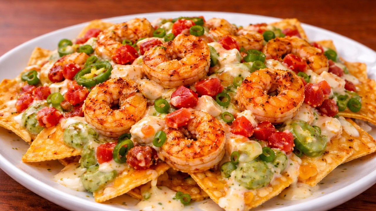 The BEST Loaded Shrimp & Crab Seafood Nachos