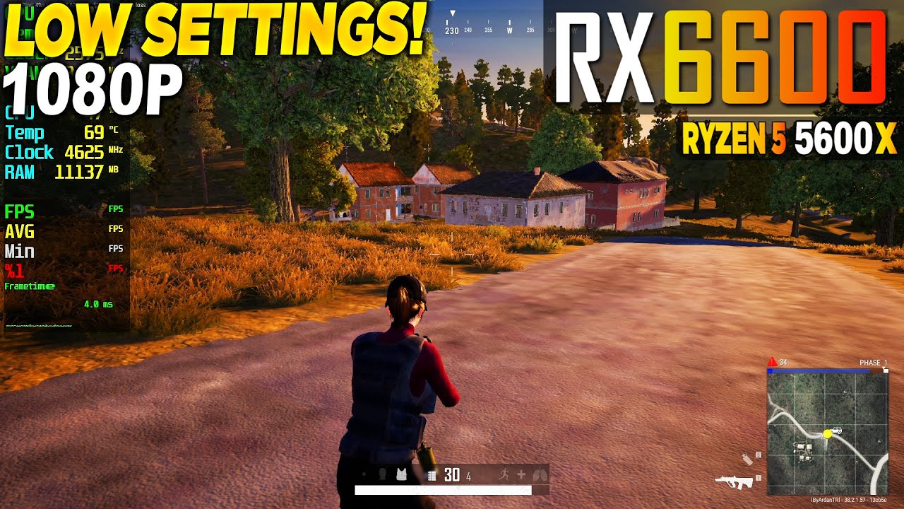 PUBG RX 6600 + Ryzen 5 5600x - 1080p Very Low,
