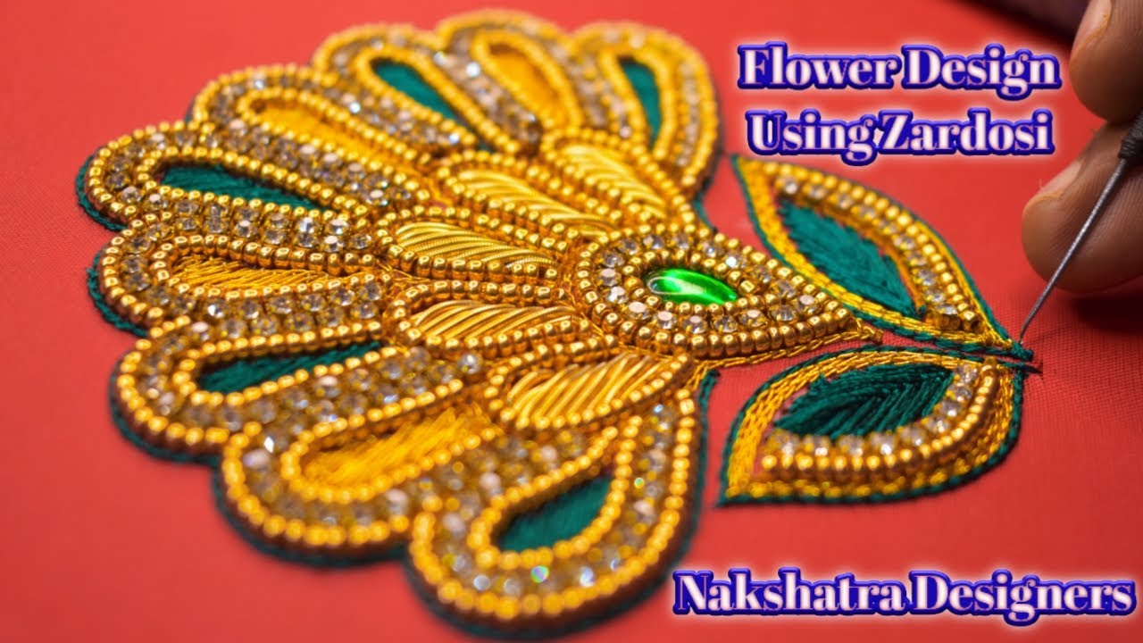Flower Design Using Zardosi In Aari Embroidery | Easy Work Tricks | Nakshatra Designers