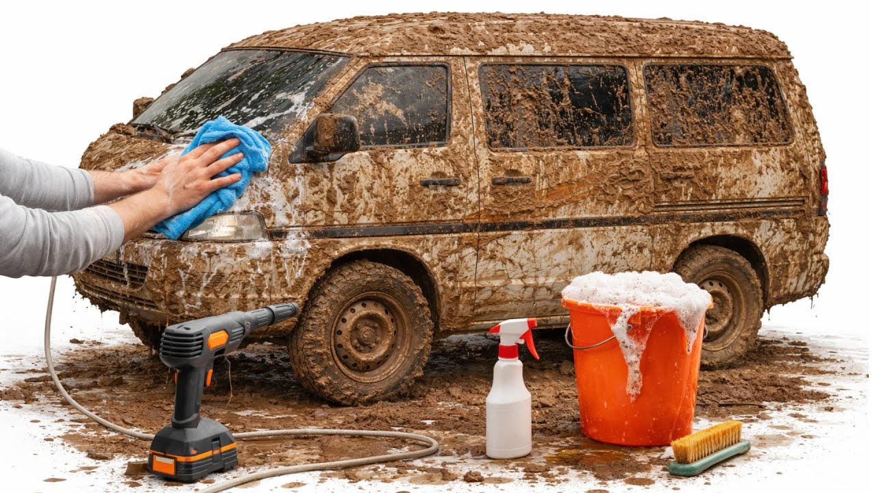 Washing a Dirty 🥵 Abandoned Miniature Toyota after Extreme Off-Roading (Realistic Car Wash)