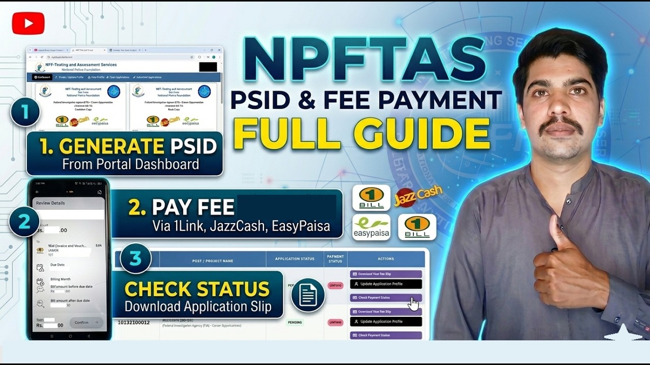 NPF TAS PSID Paid and Unpaid Status and Post Fee Payment Through JazzCash