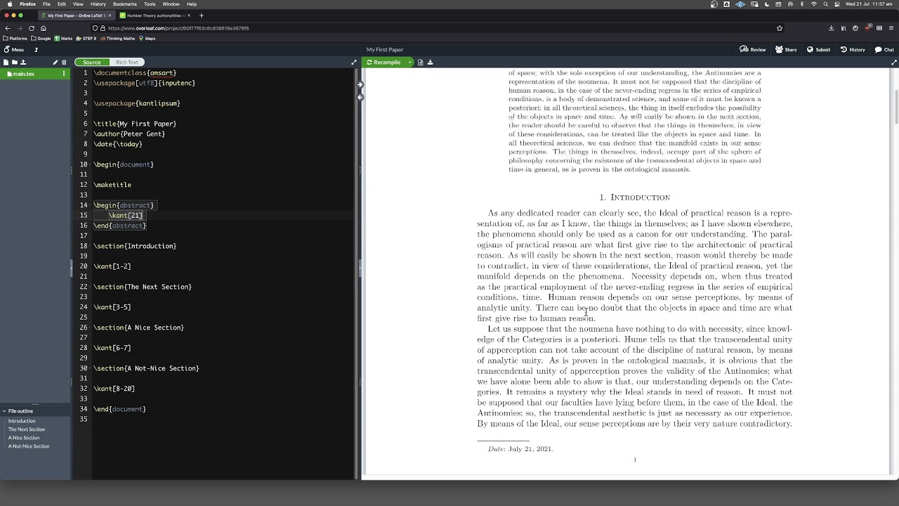 Introduction To LaTeX In Overleaf