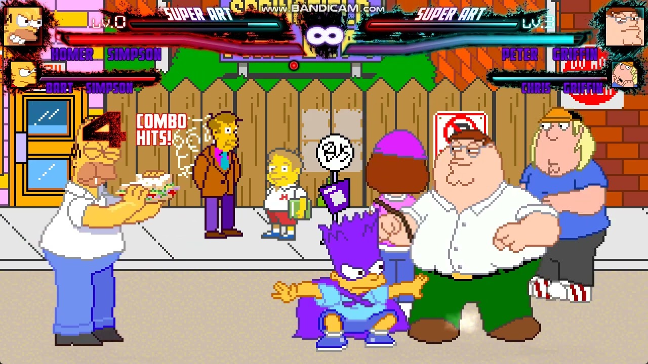 mugen homer simpson vs bart simpson vs peter griffin and chris griffin
