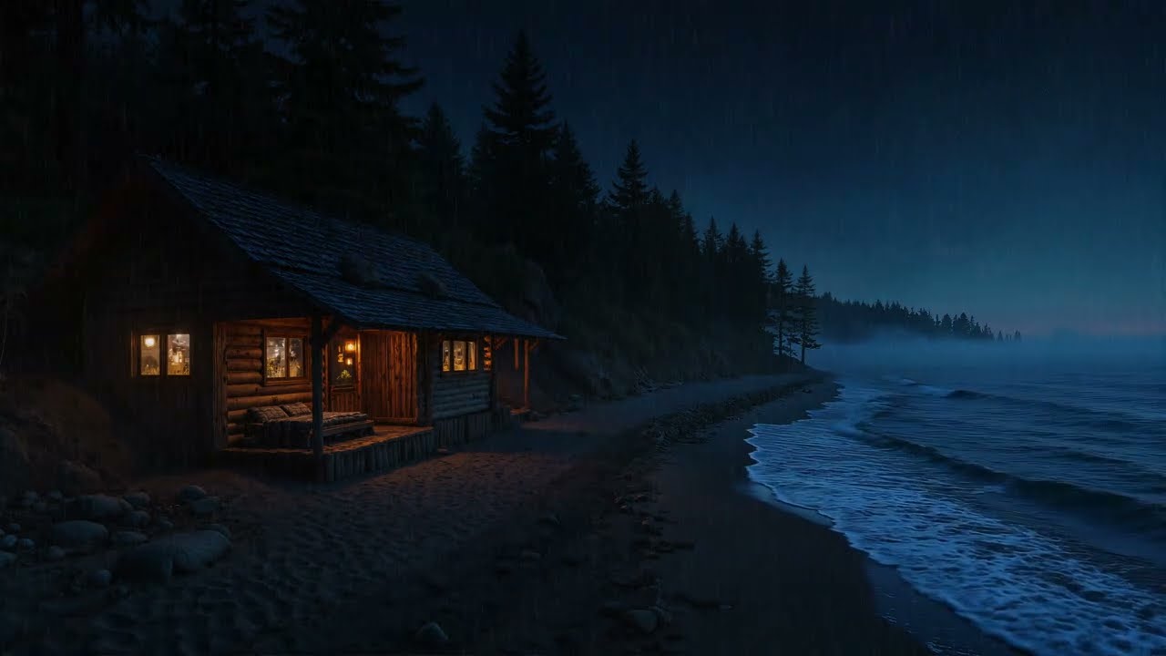 Relaxing Ocean Waves with Gentle Piano and Rain Sounds for Sleep and Stress Relief | 4K