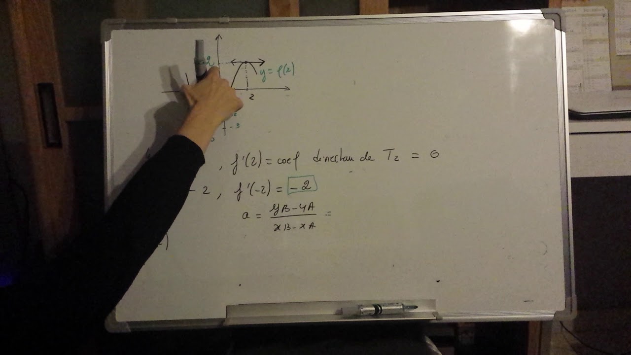 Lecture graphique nombre dérivé en lien avec le coef directeur d'une tangente