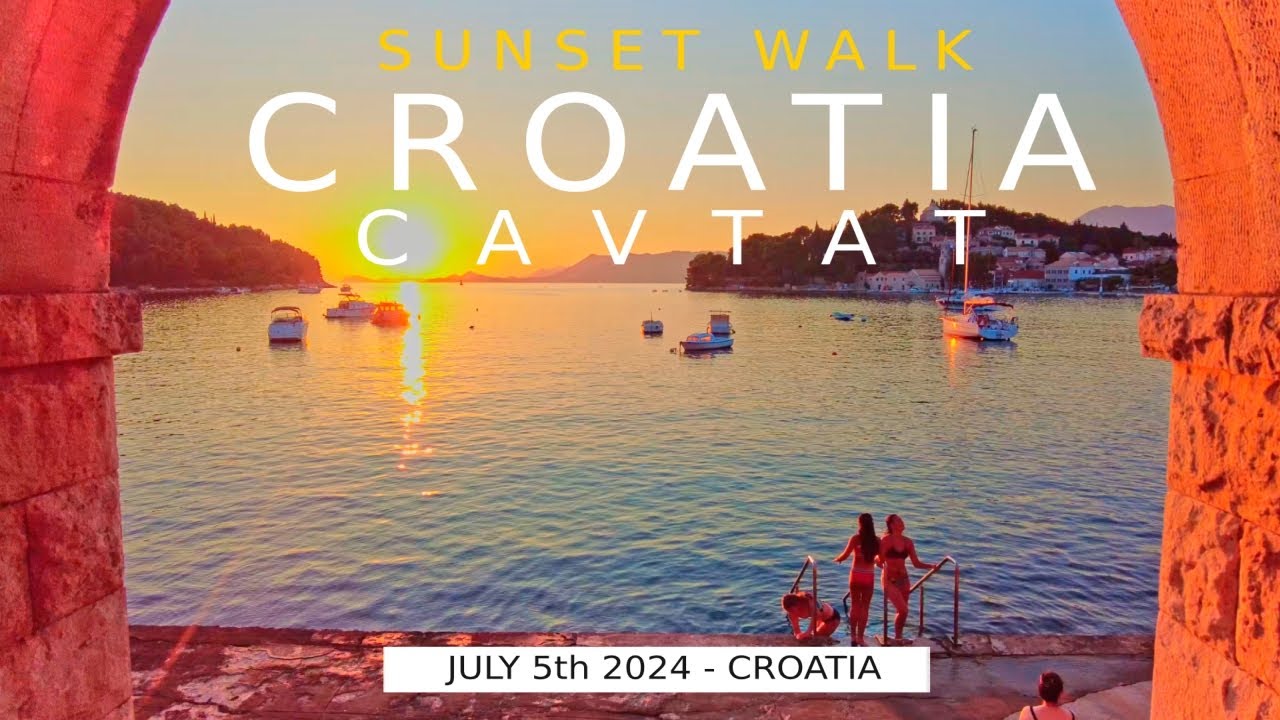 Walking Croatia: Sunset in Cavtat, July 2024 [4K] #slowtv