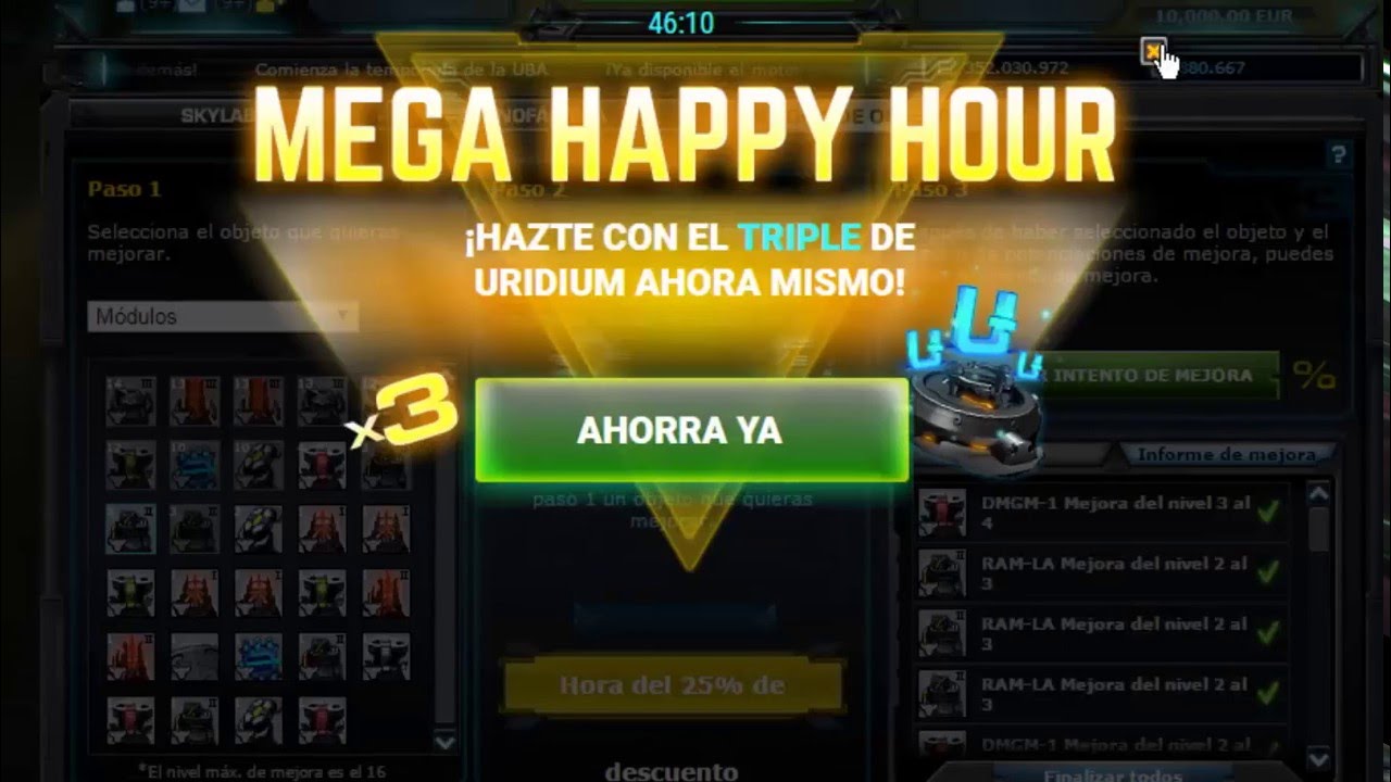 DarkOrbit mejorando modulos para estaci&oacute;n de batalla