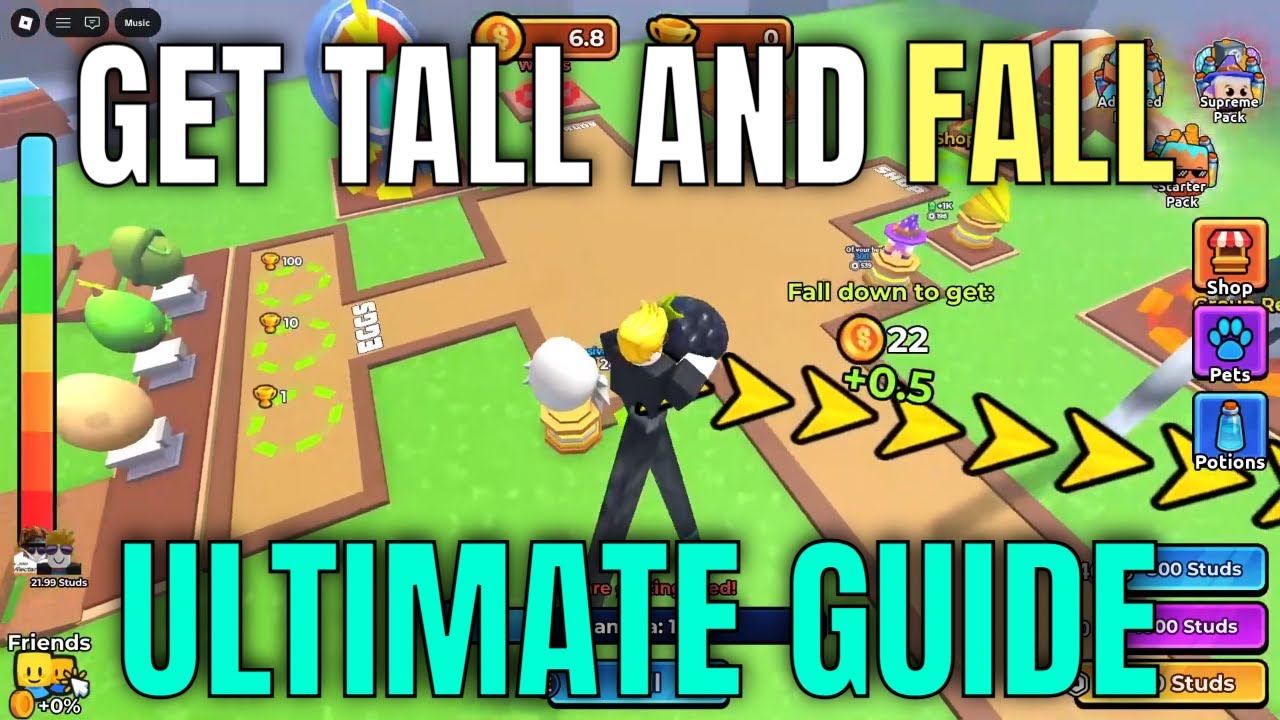 GET TALL AND FALL ULTIMATE GUIDE! (Pets, Potions, Studs) - Roblox