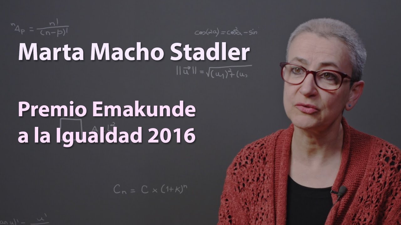 Marta Macho Stadler, premio Emakunde a la Igualdad de 2016
