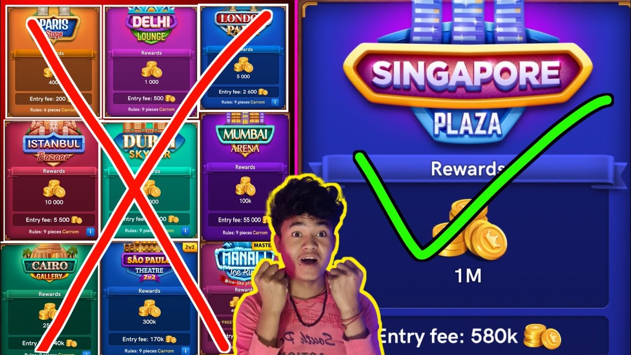 Singapore Table Gameplay 🔥 Dangerous Game play Carrom Pool Yash 🔥