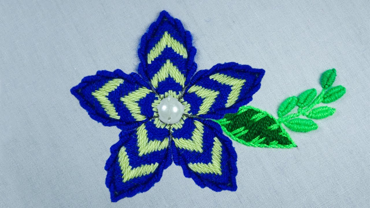 Beautiful five petal flower easy hand embroidery project step by step tutorial