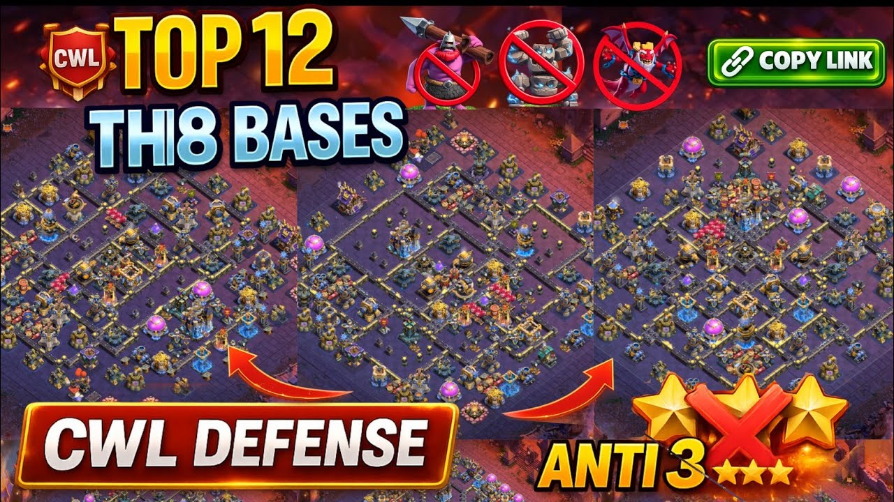 Top 12 Town Hall 18 Anti 3 Star Bases 🔥 | Unbeatable CWL Base Layouts 2026 | Highly Tested TH18 Base