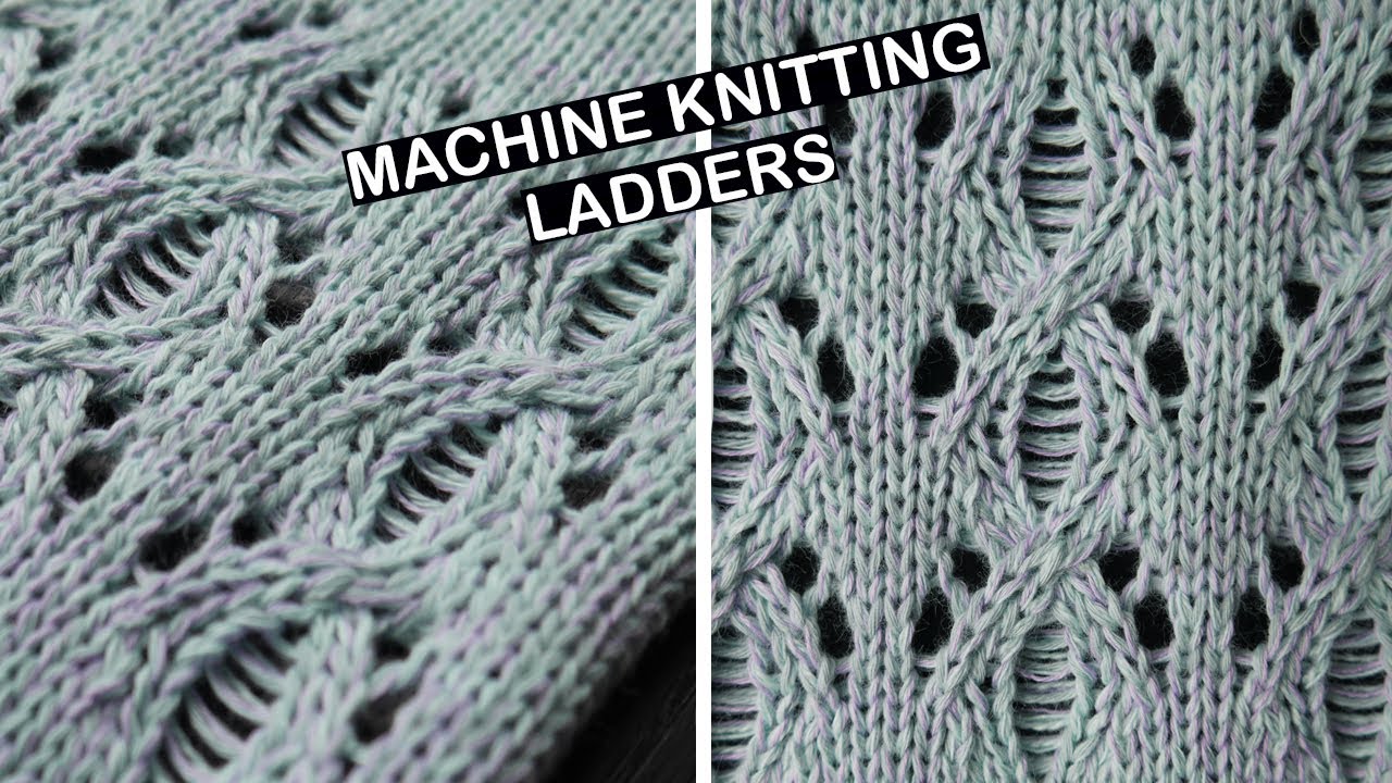 Machine knitting - ladders eyelets cables design idea. Ladders eyelets cables knitting pattern.