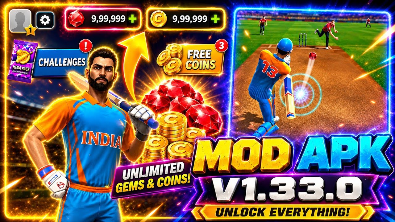 Cricket League Mod Apk V1.33.0 Unlimited Money (coins / gems , diamonds) Hack Latest Trick