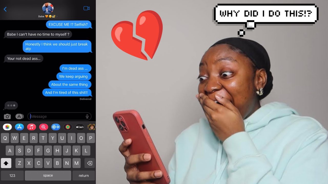 BREAKING UP WITH MY BOYFRIEND THROUGH TEXT PRANK *HE CRIED*