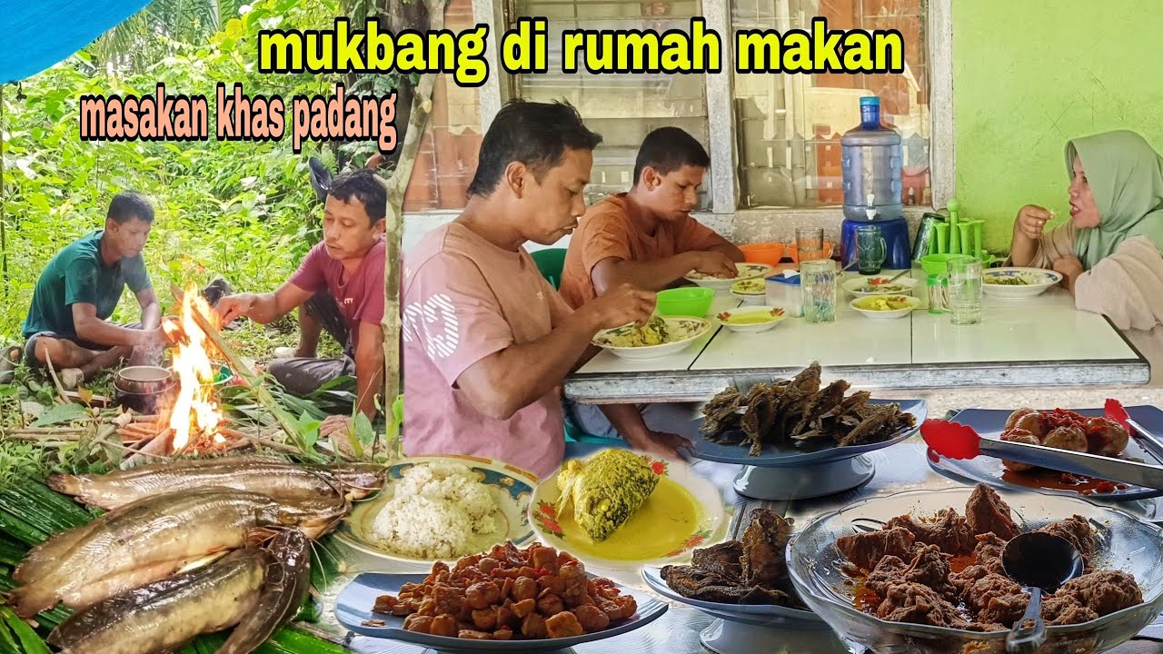 CARI REZEKI DI BANJIR BESAR ||  MUKBANG DI RUMAH MAKAN, MASAKAN KHAS PADANG