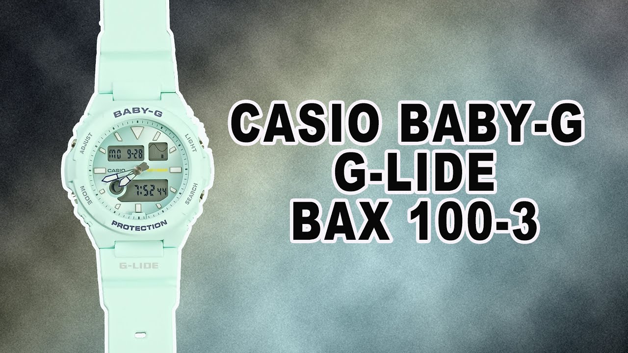 Review, Time and Date Setting & LED Auto light Setting : Casio BABY-G G-LIDE BAX-100 ADR