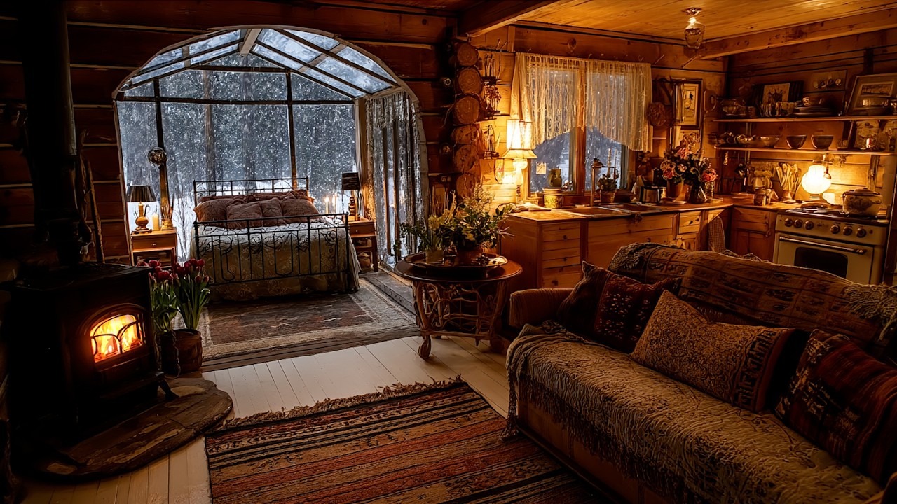 🔴The Cabin That Waited Alone All Winter | Cozy Fireplace Ambience for Sleep and Reflection ❄️🔥