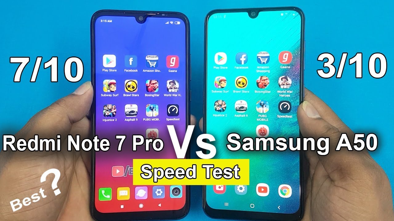 Redmi Note 7 Pro vs Samsung A50 Speed Test Comparison || Antutu Benchmark Scores/Rs14000 vs Rs20000