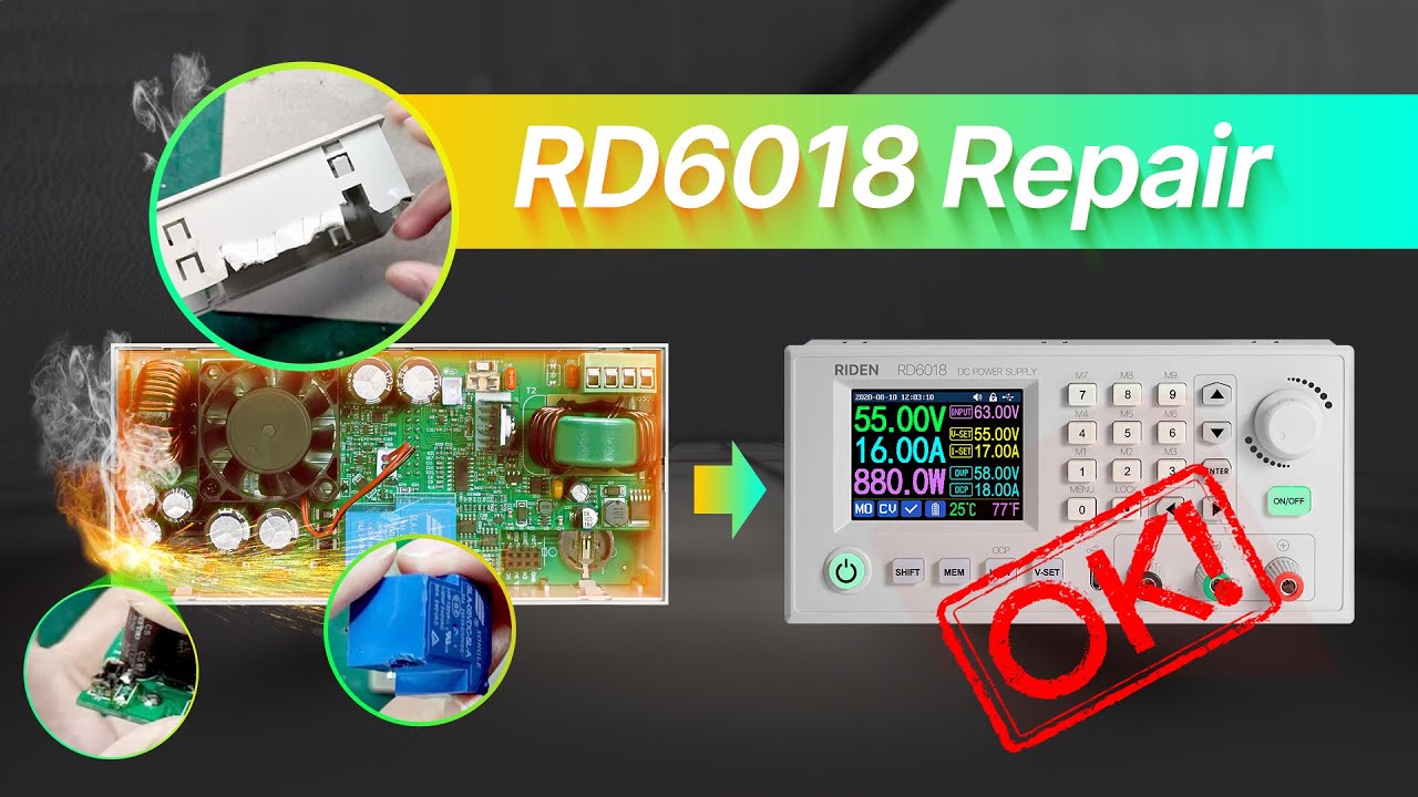 RD6018 repair from fuse damage to screen, fuse, relay damage