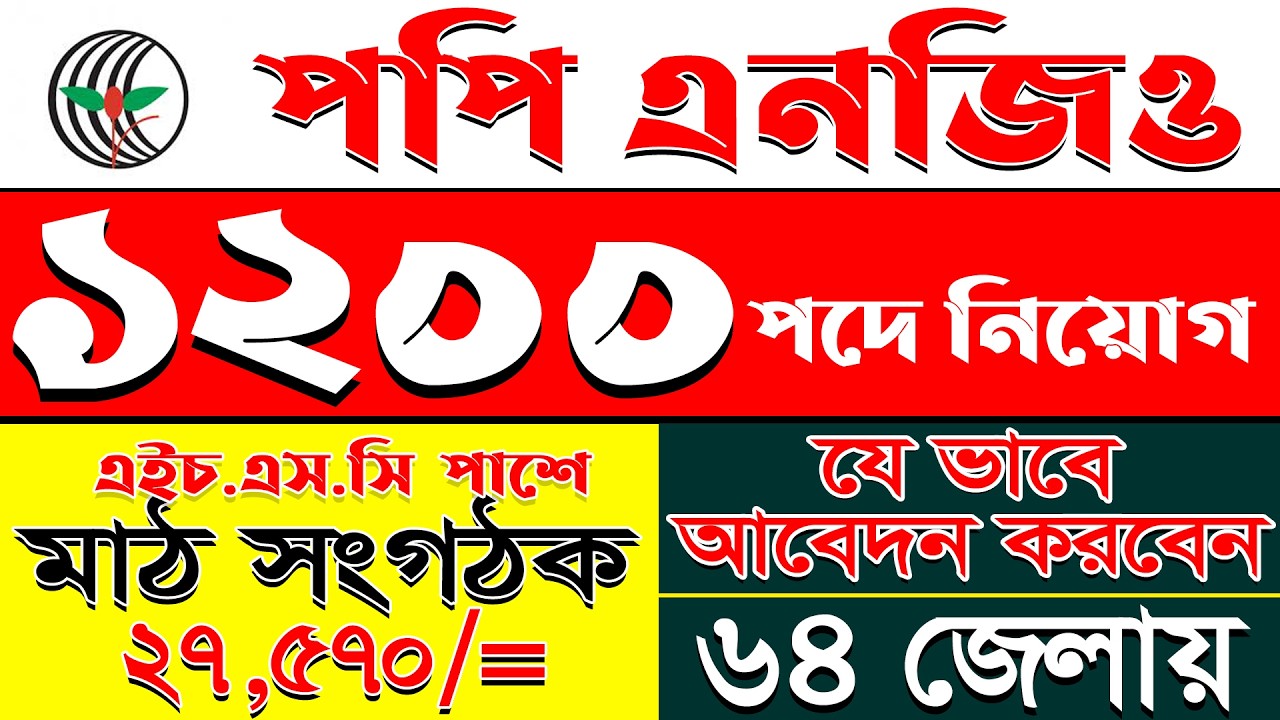 ১২০০ পদে পপি এনজিও বিশাল নিয়োগ | Popi Ngo Job Circular 2026 | Job Circular 2026