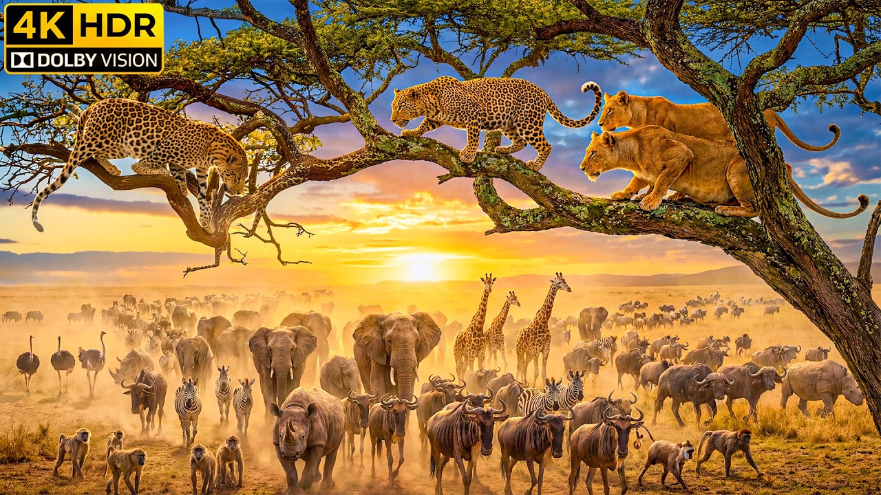 Powerful Wildlife of Africa 4K UHD 60FPS | 4K TV - Rhythm of the Savannah, African Music