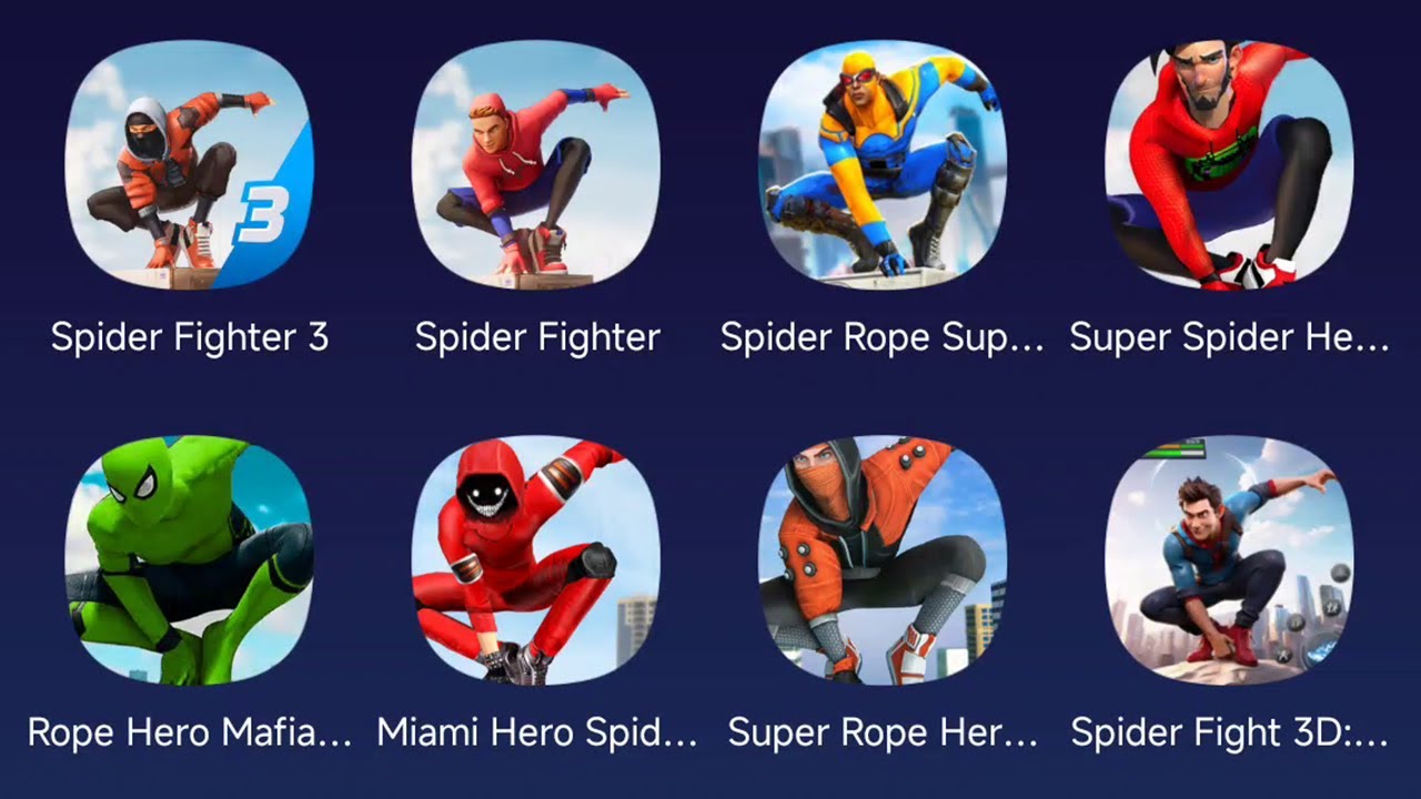 Spider Fighter 3,Spider Fighter,Spider Rope Superhero,Super Spider Hero 3D,Rope Hero Mafia City Wars