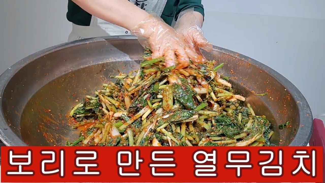 여름에 먹는 보리밥과 열무김치 담기