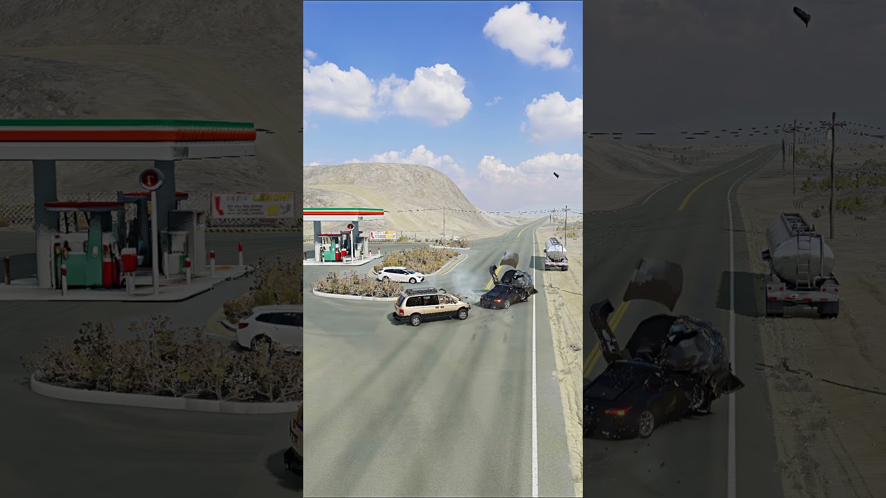 Realistic  Freeway Car Crashes High Speed Unsuccessful overtaking #11