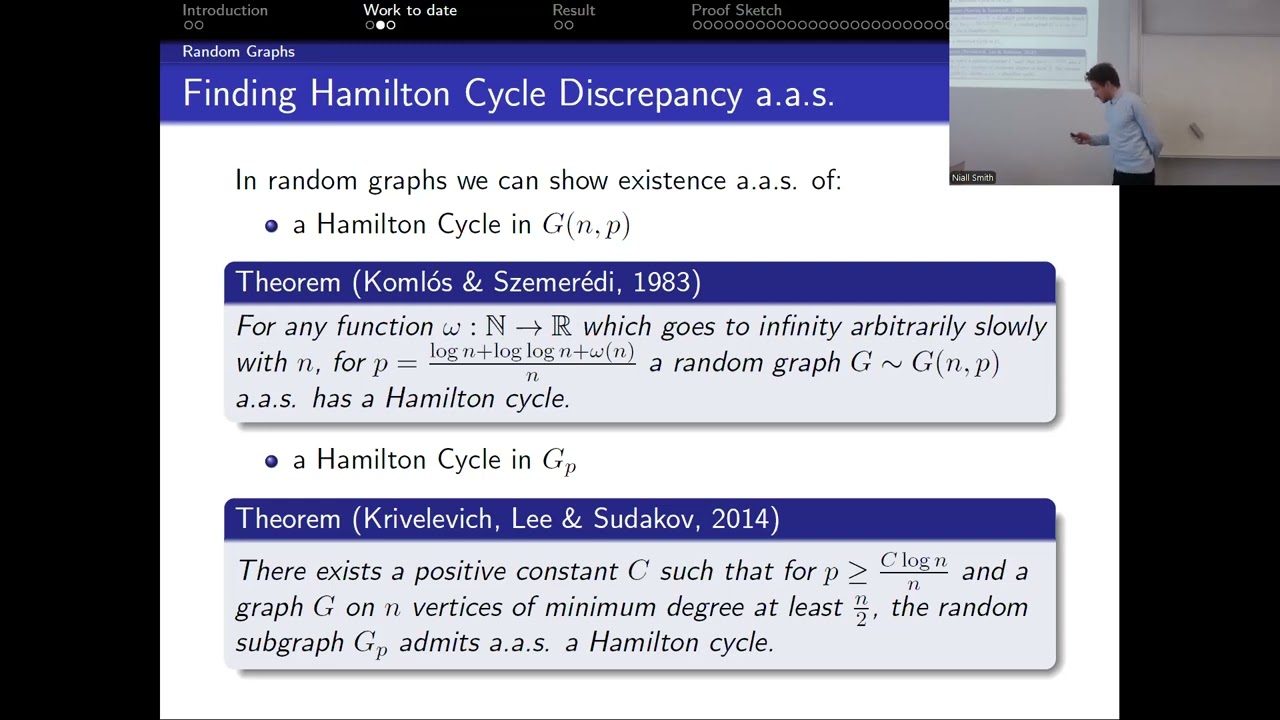 Niall Smith: Discrepancy of Hamilton Cycles in Random Subgraphs