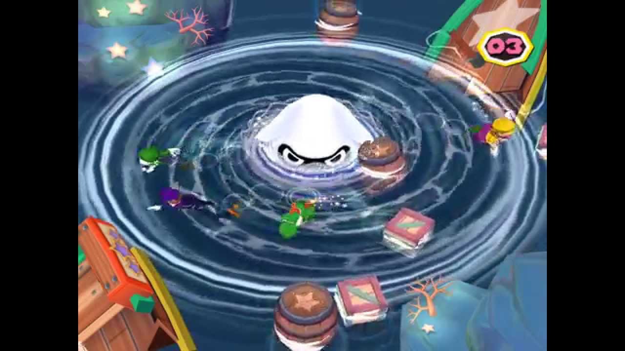 Mario Party 6 minigame: Blooper Scooper 60fps